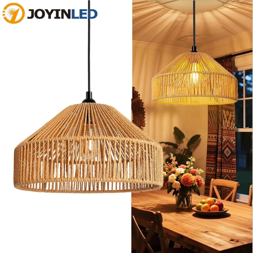 

JOYINLED Boho Rattan Pendant Light 30CM Woven Wicker Hanging Lamps for Dining Table Kitchen Bedroom Living Room Ceiling Lighting