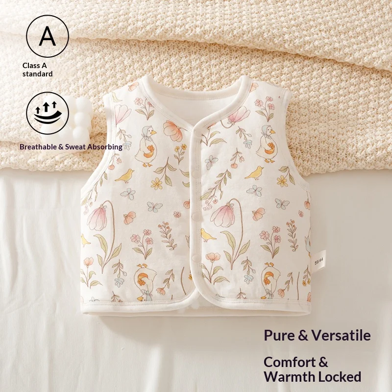 Baby 40g Quilted Vest, 100% Cotton Sleeveless Jacket, Warm & Soft Undershirt for Boys & Girls, Autumn/Winter