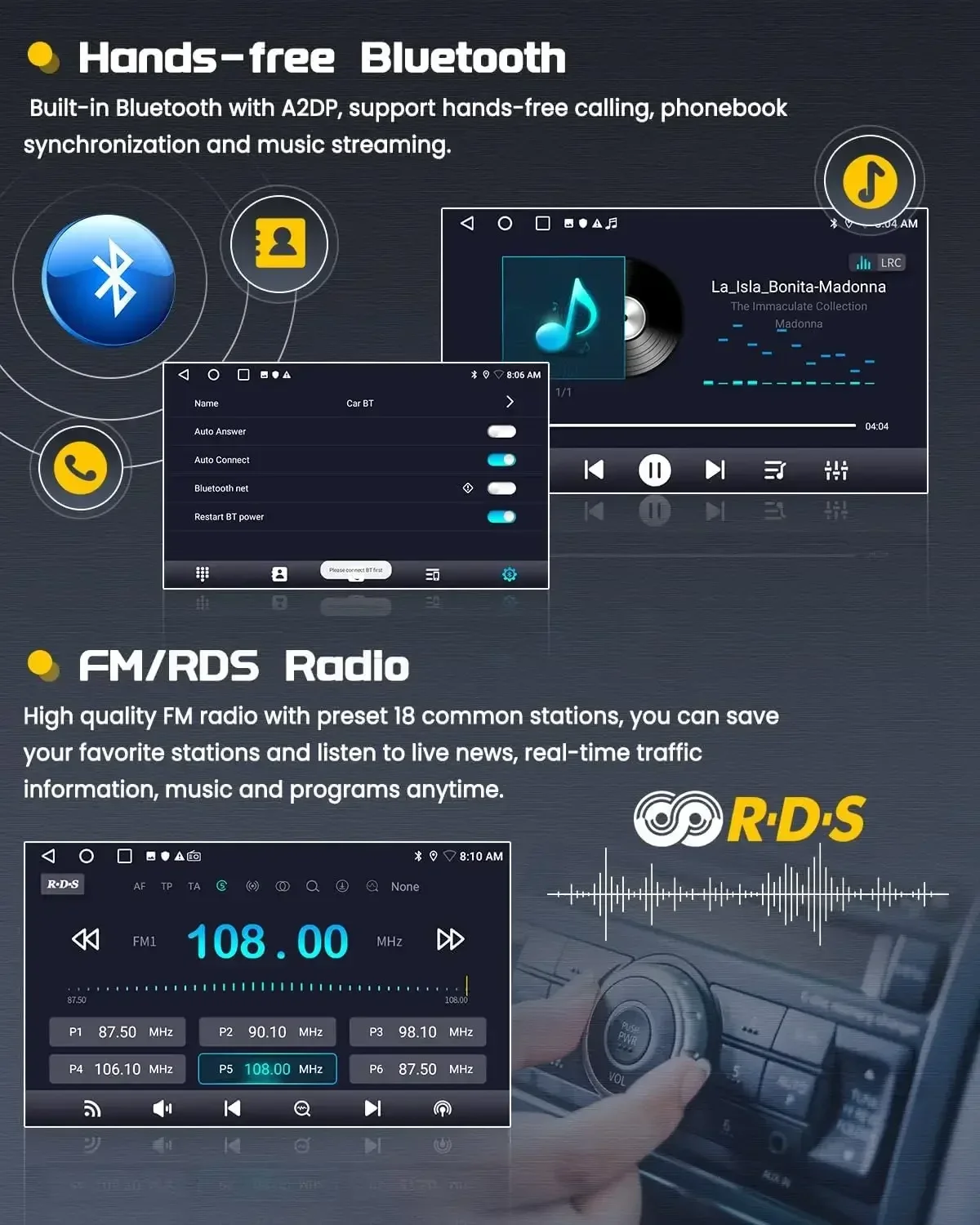 9 pouces Navigation de véhicule Android 13 GPS Radio Carplay 2 + 32G Compatible pour Land Rover Freelander 2 LR2 2007-2012