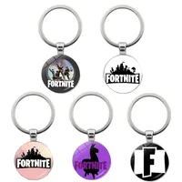 Fortress Night Keychain Fortnites Pendant Accessories Time Stone  Creative Silver Color Metal Key Ring Kids Teens Birthday Gifts
