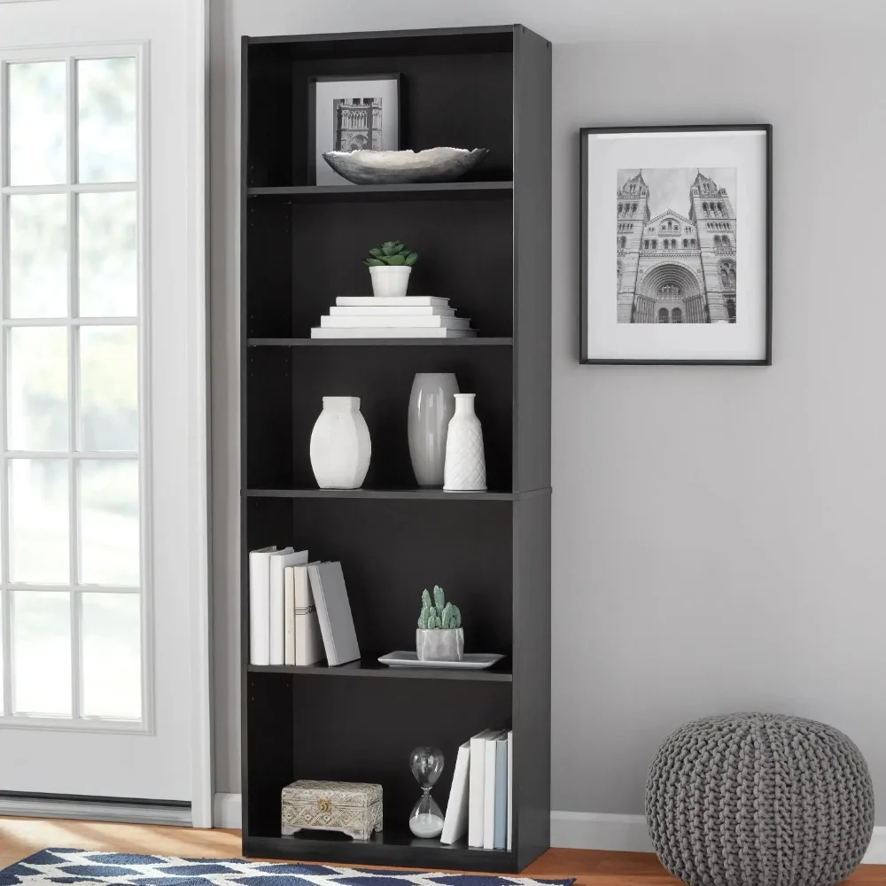 3/4/5/6-Shelf Bookcase with Adjustable Shelves for Office Living Room Family Room Den, Bookshelf, Open Storage