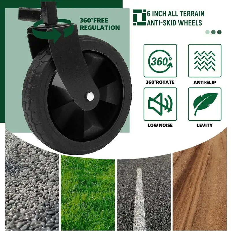 عربة أدوات قابلة للطي وقابلة للطي، عربة بقالة للشاطئ شديدة التحمل مع 3 أكياس بلاستيكية، أخضر زيتوني #6