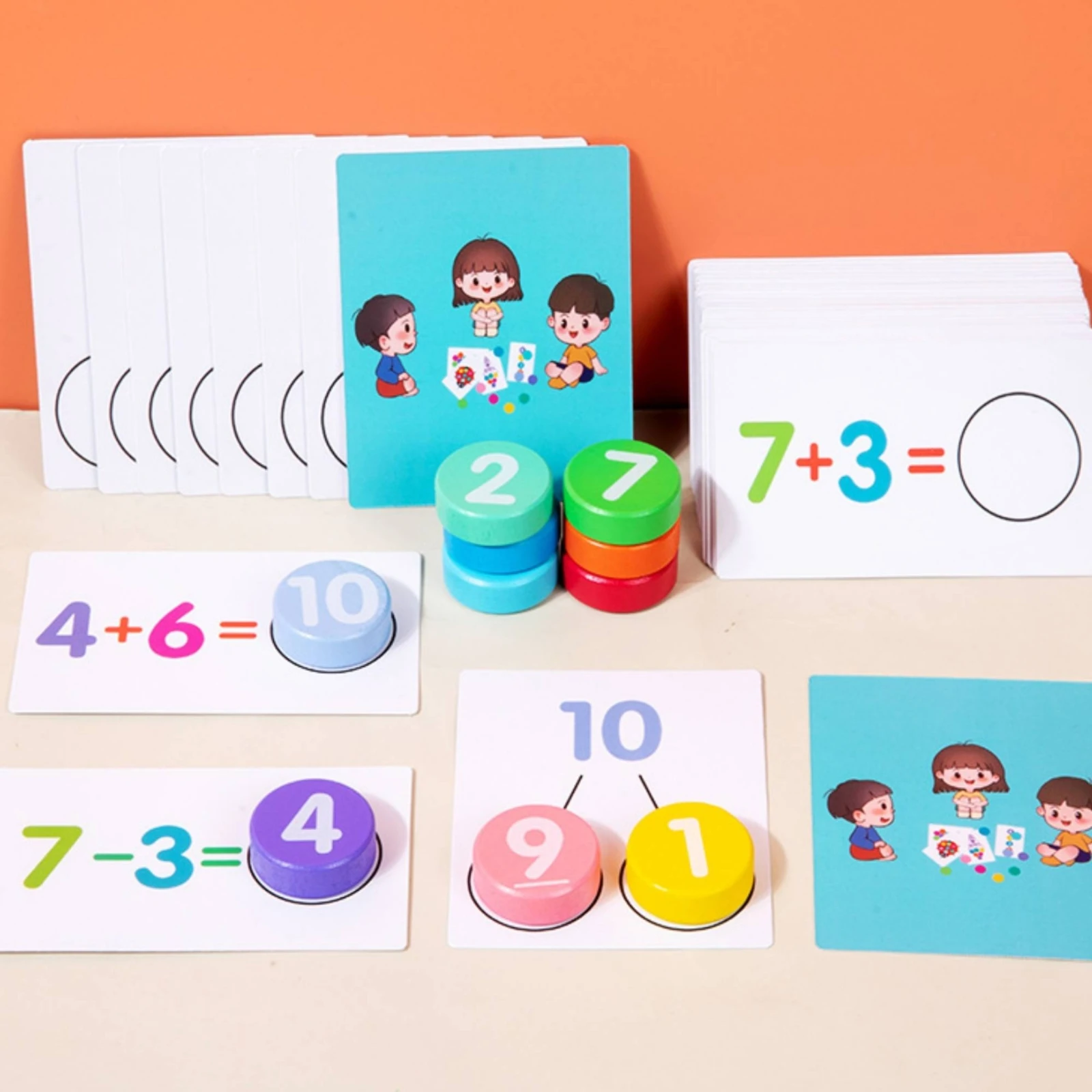 Math Cards with Counters Counting Number Matching Game Arithmetic Learning Set Hands-on Matching Card Game Child-Led-Style