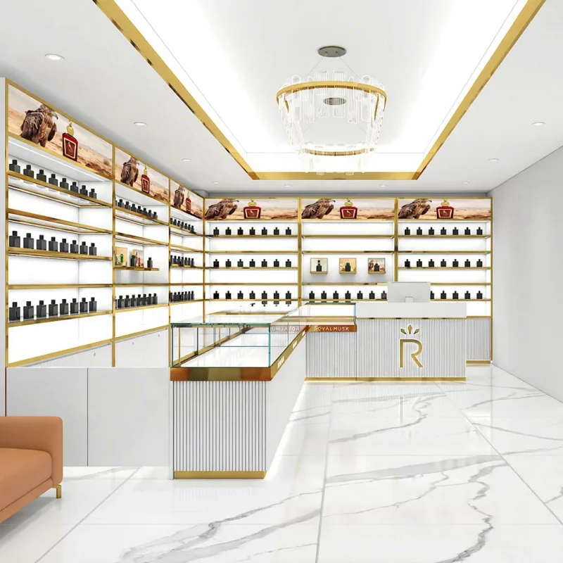 

custom.Modern Perfume Boutique Interior Design with Custom Waterproof Display Furniture Shelves and Counters