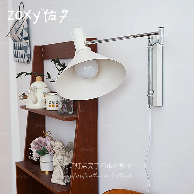 Rocker Arm Wall Lamp Wiring Free Stretch Folding Bedroom Bedside Lamp