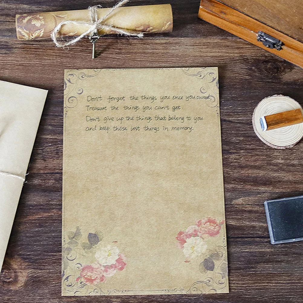 

48 листов винтажной крафт-бумага для писем, канцелярские принадлежности в европейском стиле, кружевная дизайнерская бумага в стиле ретро для письма, стихов, поздравлений