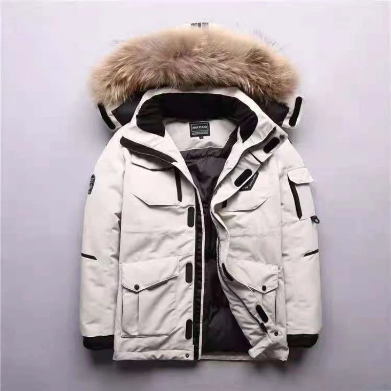 

90% White Duck Down Removable Cap Men's Thermal Down Jacket Thick Puffer Jacket Men Coat High Quality Overcoat Winter Parka Men