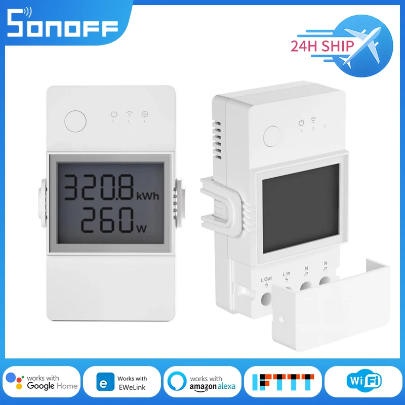 SONOFF POW Elite Smart Power Meter Switch 16A/20A ESP32 Chip LCD Screen Overload Protection Via eWeLink Alexa Google Home