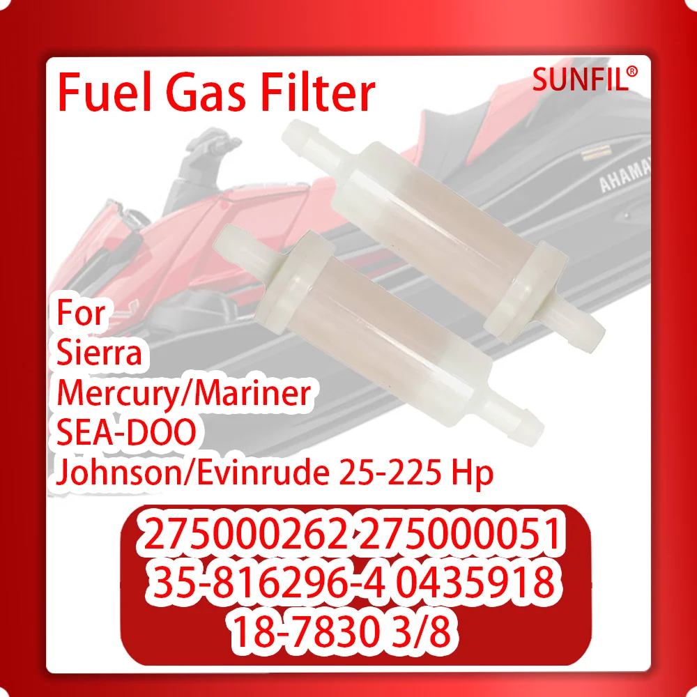 

275000262 275000051 35-816296-4 0435918 18-7830 3/8" In Line Fuel Gas Filter For Sierra Mercury/Mariner SEA-DOO Johnson/Evinrude