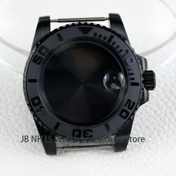 Caso relógio impermeável Dial com Sapphire Crystal, preto, Yacht Design Estilo, Movimento automático, 40mm, 28.5mm, NH35, NH36, NH34