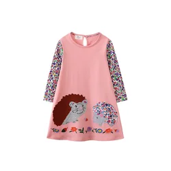 Jumping Meters New Arrival  Children's Girls Dresses Pockets Long Sleeve Cartoon Baby Clothes Princess Girls Frock Costume