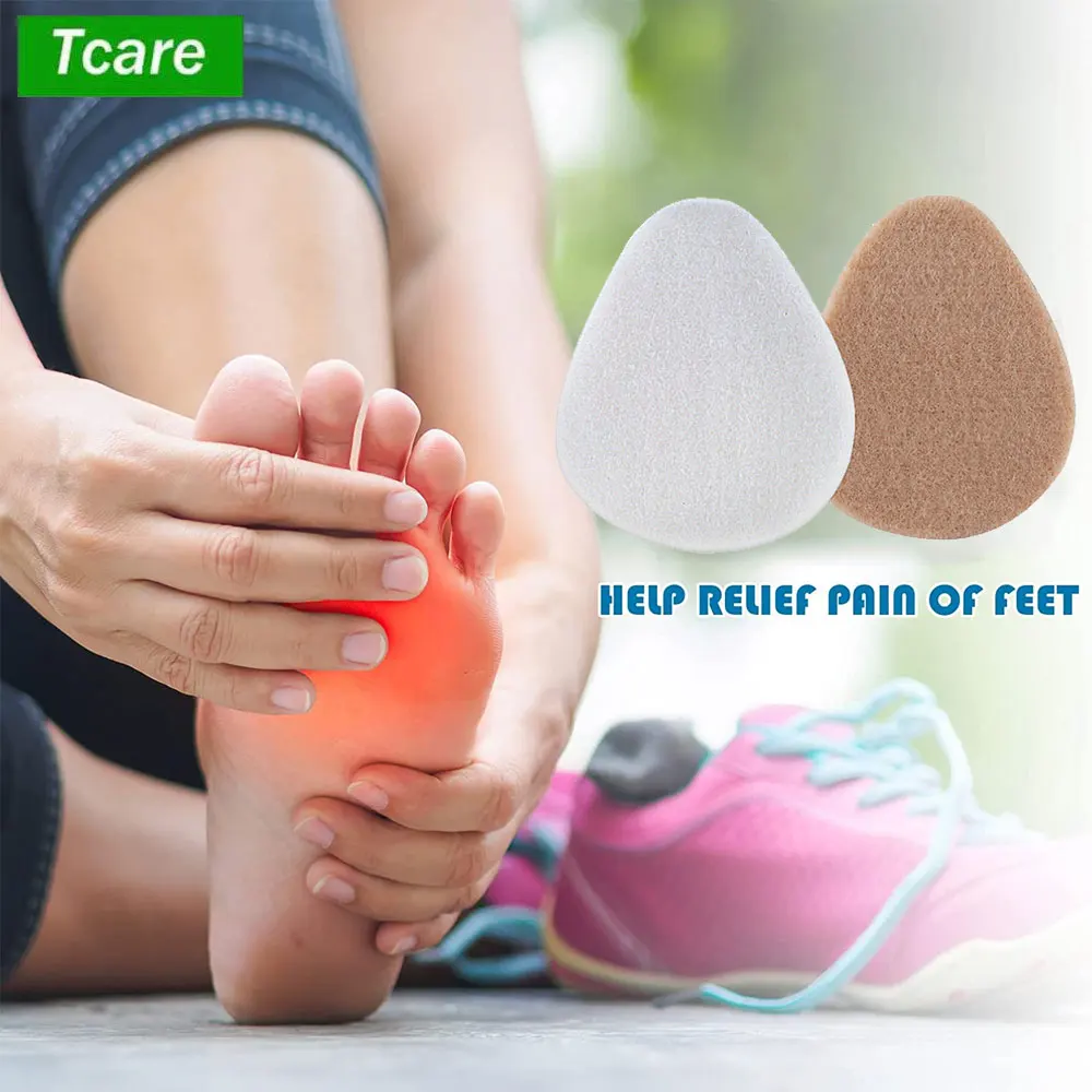 Tcare 1 Pair Felt Metatarsal Pads, Ball of Foot Cushions for Forefoot and Sole Support, Foot Pain Relief, Metatarsalgia Neuroma