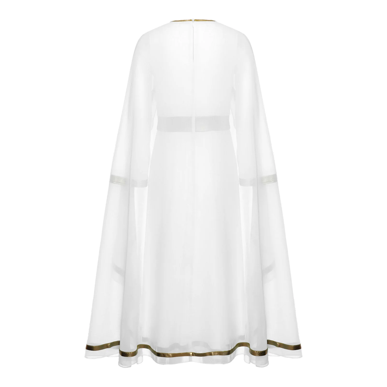 Kids Girls Virgin Mary Costume Halloween Party Ancient Greek Roman Goddesses Toga Cosplay Fancy Dress Up Long Sleeve Cape Dress