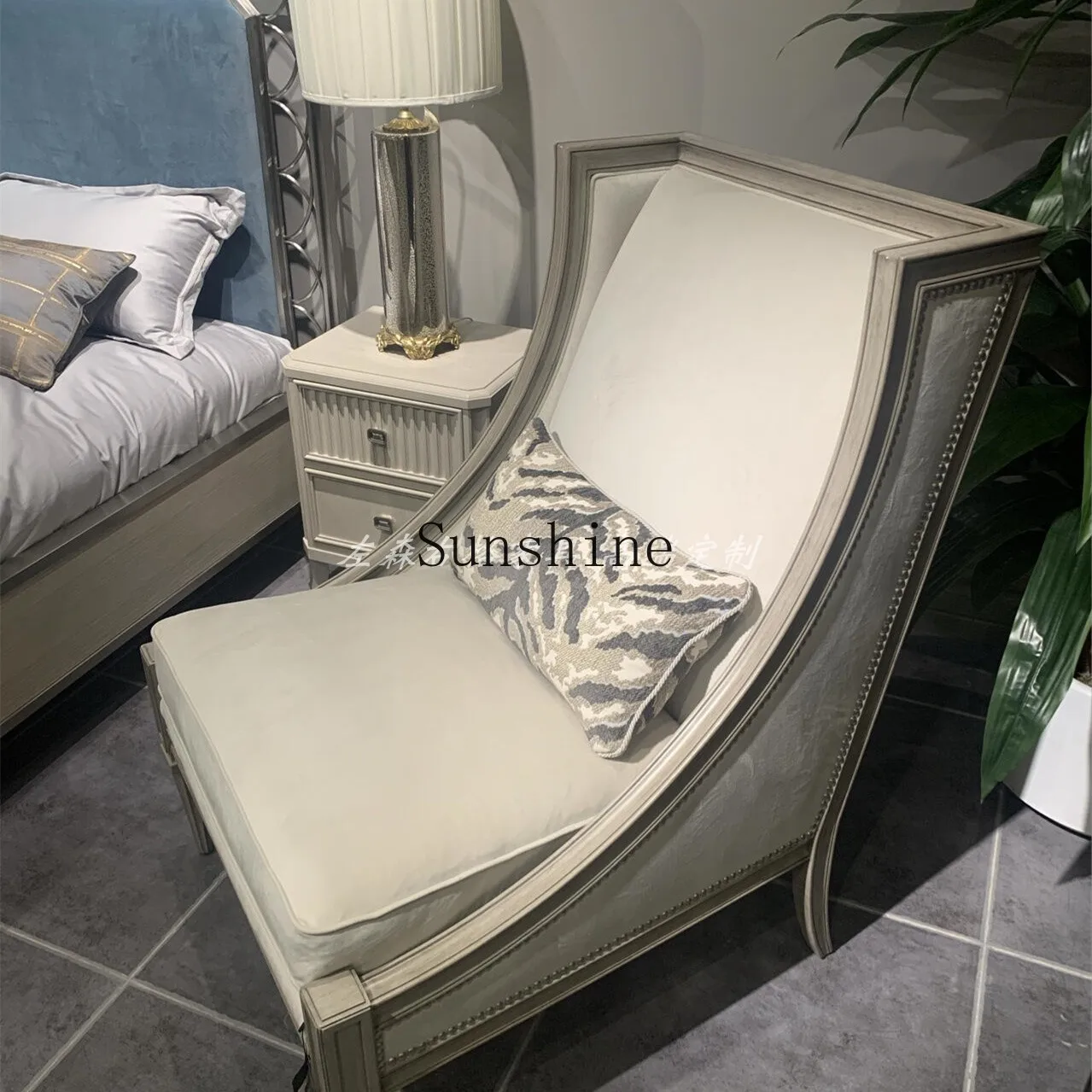 American light luxury solid wood high back chair furniture Murray impression single color sofa chair