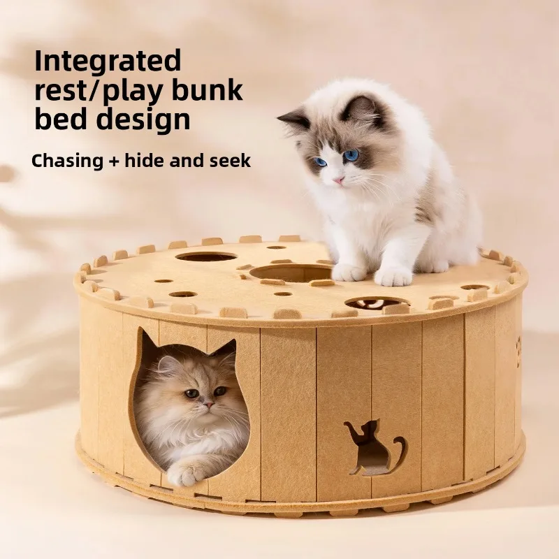 Cat Supplies Pet Cat Toys Felt Tunnel Scratching Board Play Sleep Cat Bed  Wear-Resistant Non-Shedding Cat Accessories