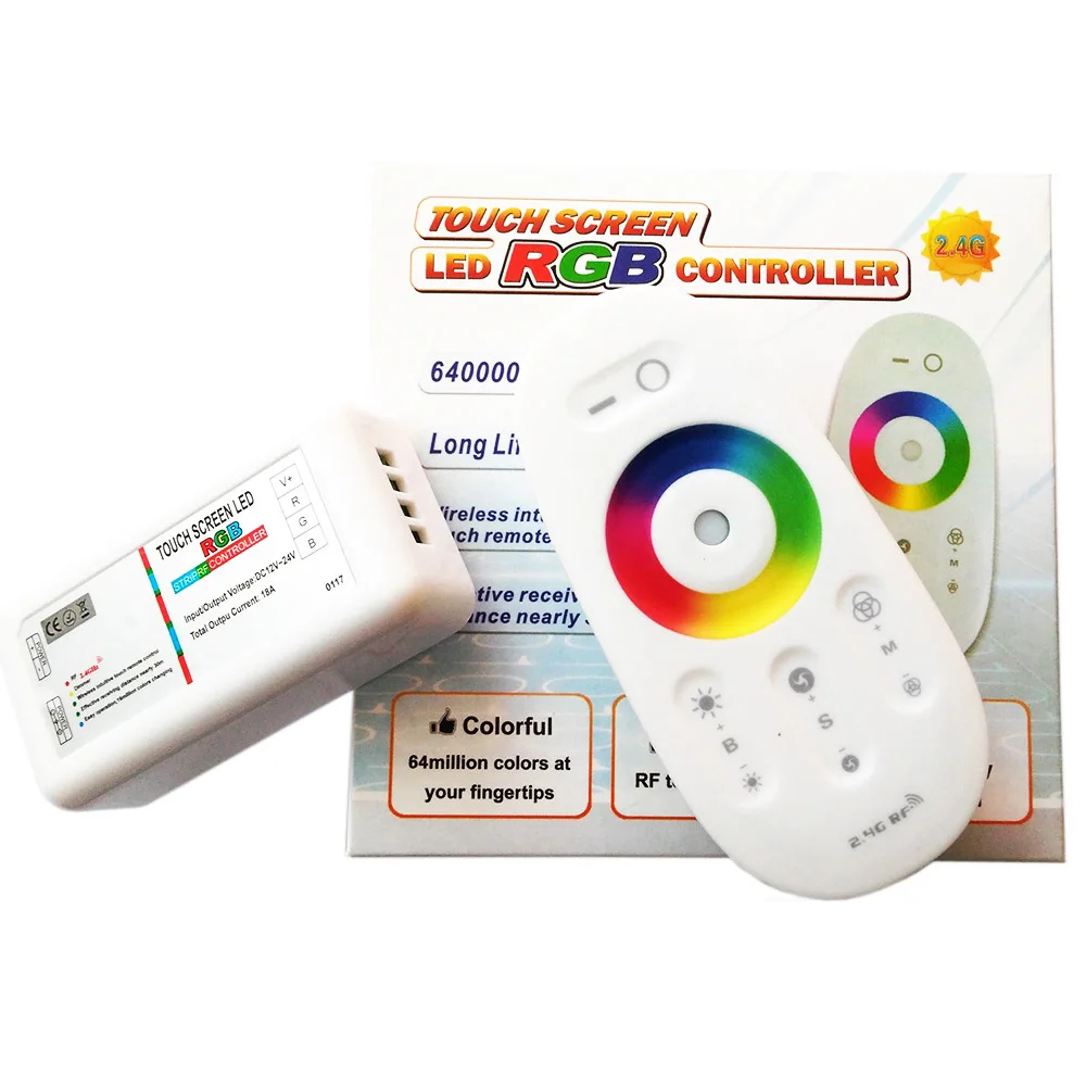 Controlador de luz led rgb com controle remoto, 12v, 24v, 18a, 12v, 24v