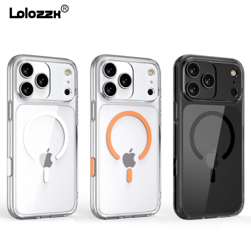حافظة مغناطيسية شفافة لهاتف آيفون 17 اير برو ماكس بلس لهاتف Magsafe شحن لاسلكي شفاف غطاء مقاوم للصدمات ملحقات الهاتف