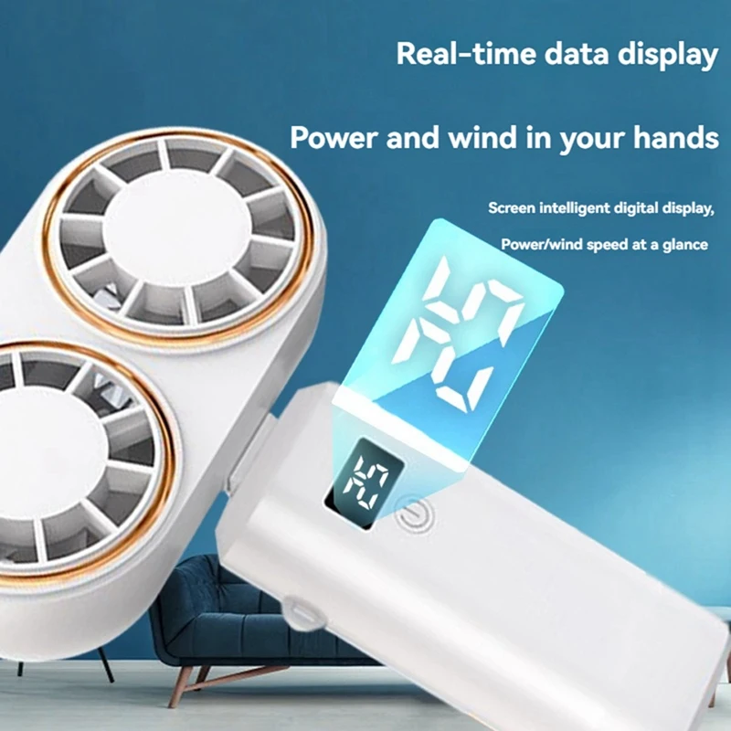 Portable Handheld Fan Withusb Charging Digital Display Rechargeable Battery Digital Display Rechargeable Battery White