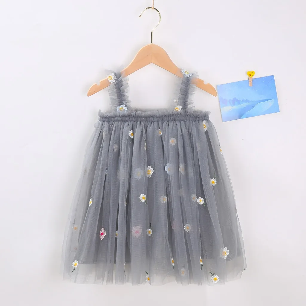 Süßes Tutu-Kleid für Kleinkinder und Mädchen, ärmellos, Sommer, neu, mit Stickerei, Blumenmuster, Netzkleid, Prinzessinnenkleid für kleine Mädchen – Detail 25