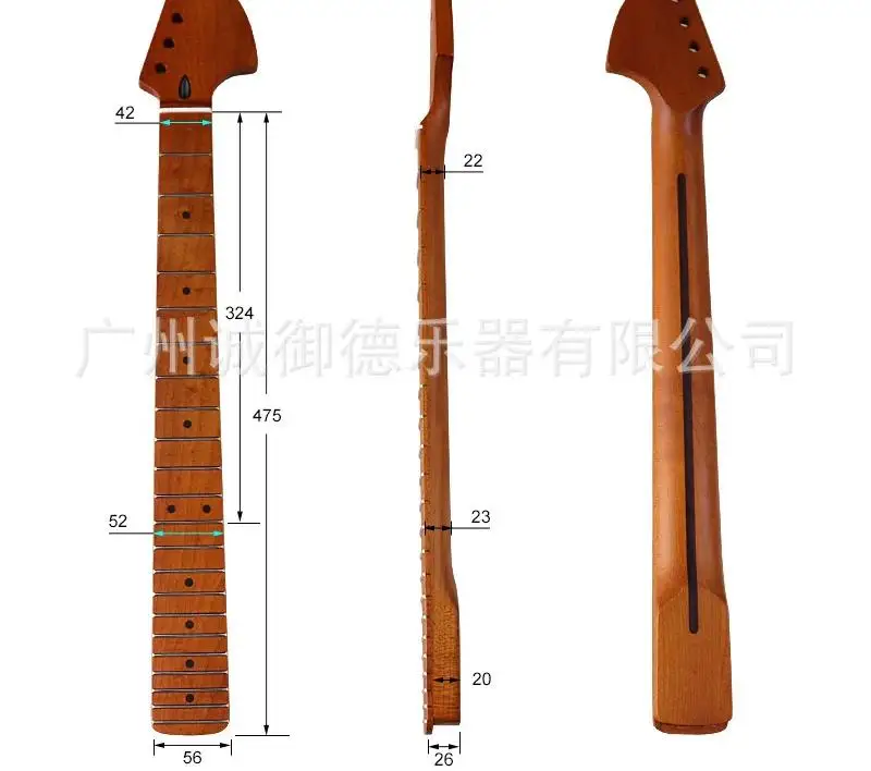 Electric Guitar Neck with 6 Strings, 22 Grade Baked Maple, Full Maple, Electric Guitar Handle, Instrument Modification, DIY Prof