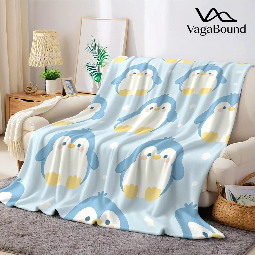 Cute Chubby Penguin Flannel Blanket Warm Soft Halloween Christmas All-Season Couch Decorative Cozy Warm Gift
