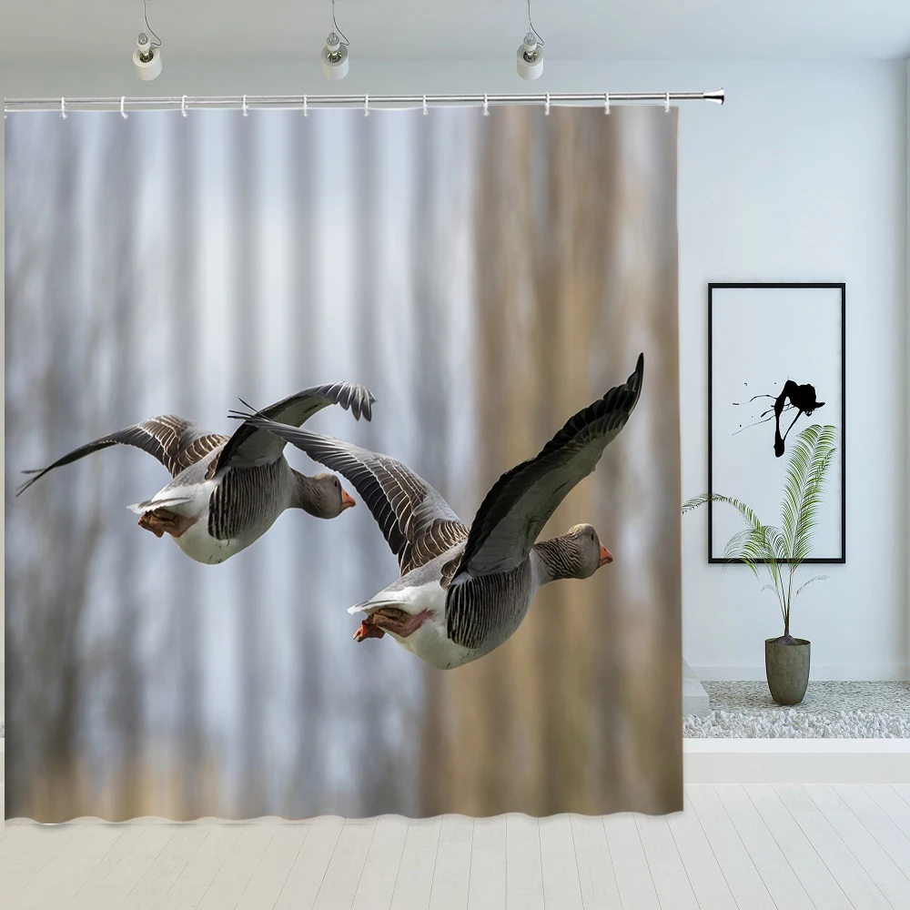 Summer Tropical Marine Bird Scene Shower Curtain Sky Seagull Coastline Pattern Bath Curtains Sets with Hooks Bathroom Decor Home