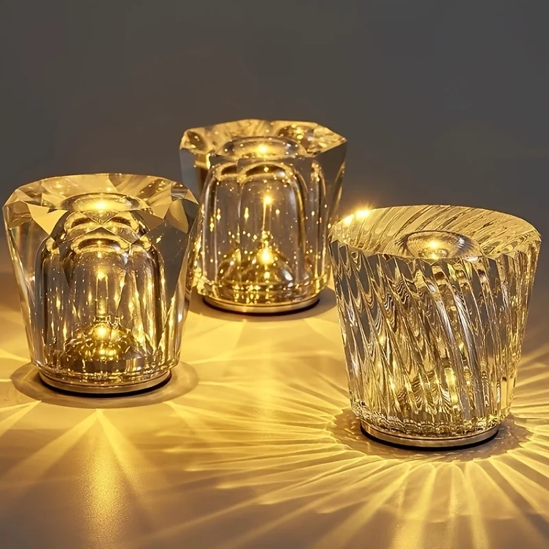 كريستال الماس ضوء الليل مطعم طاولة بار ضوء جو ضوء غرفة نوم السرير الجدول مصباح مصباح رومانسي قابل لإعادة الشحن #1