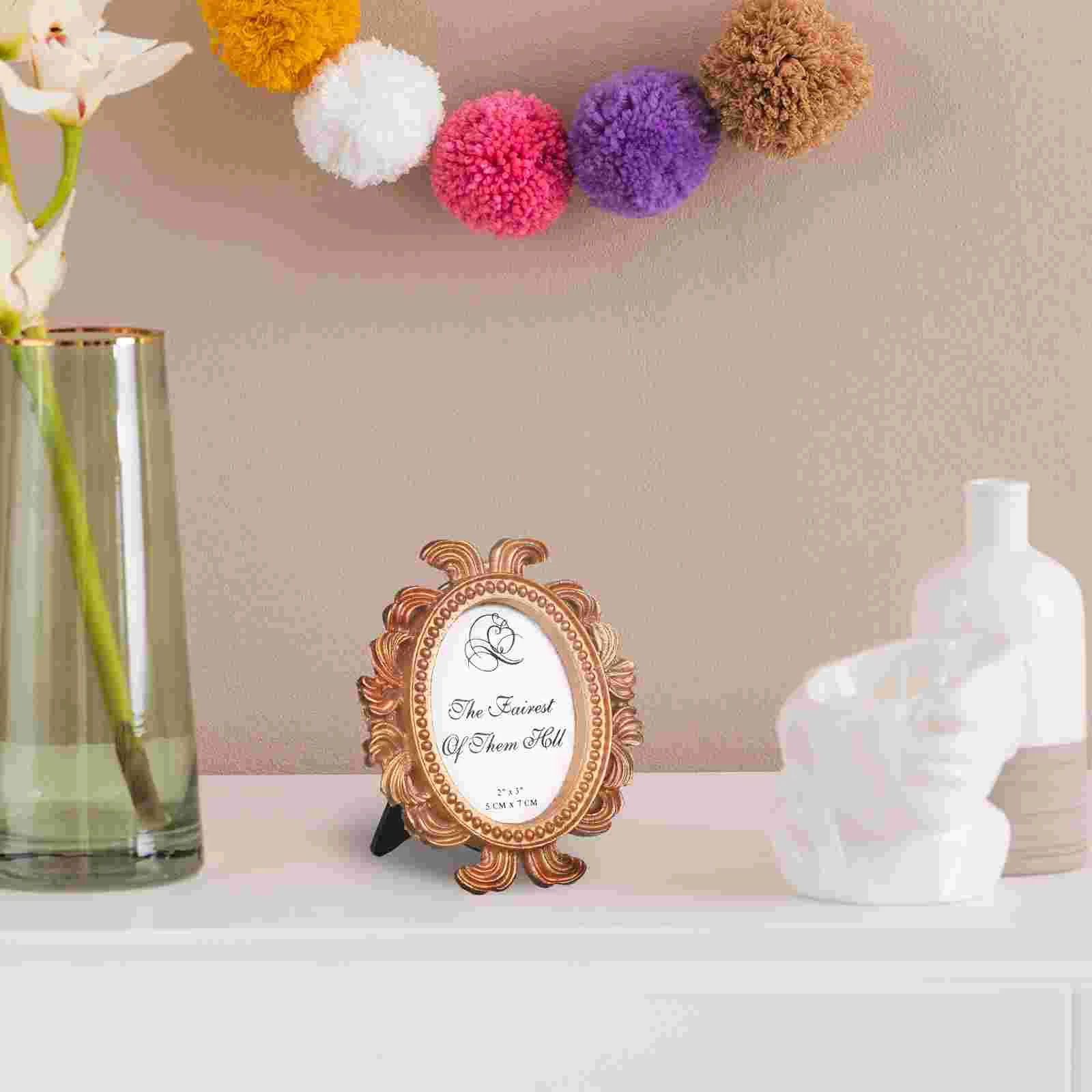 4 Pcs Mini Photo Frame Tiny Frames Small Ornaments Vintage Picture Golden