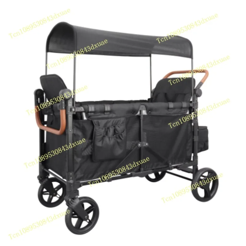 Outdoor Wagon Stroller 4 Seat with Full Canopy Camping Folding Wagon Stroller 4 Seater For