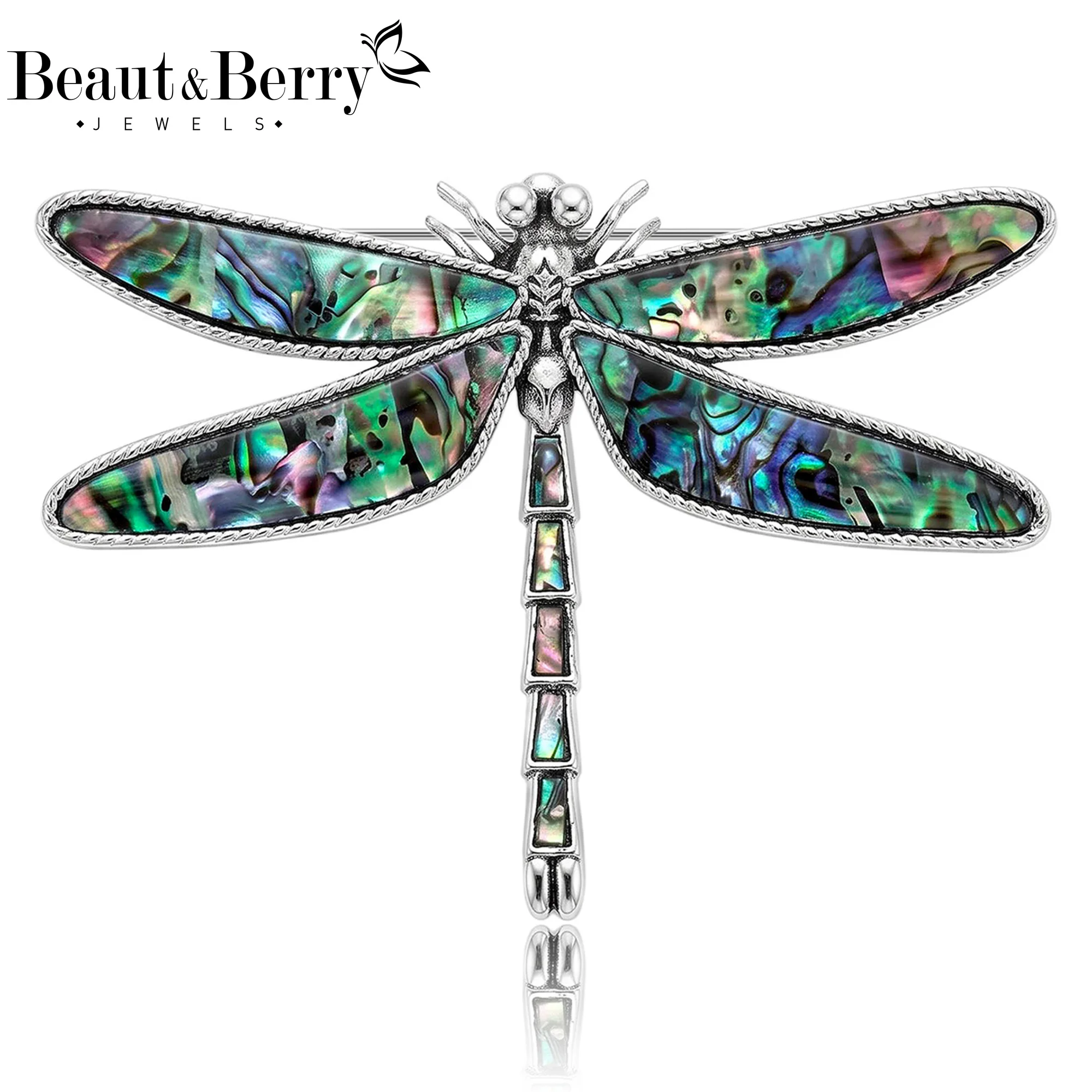 Beaut&Berry Broches de lujo con forma de libélula y concha de abulón esmaltada para mujer, broches de insectos unisex, accesorios de joyería para fiesta informal, regalos