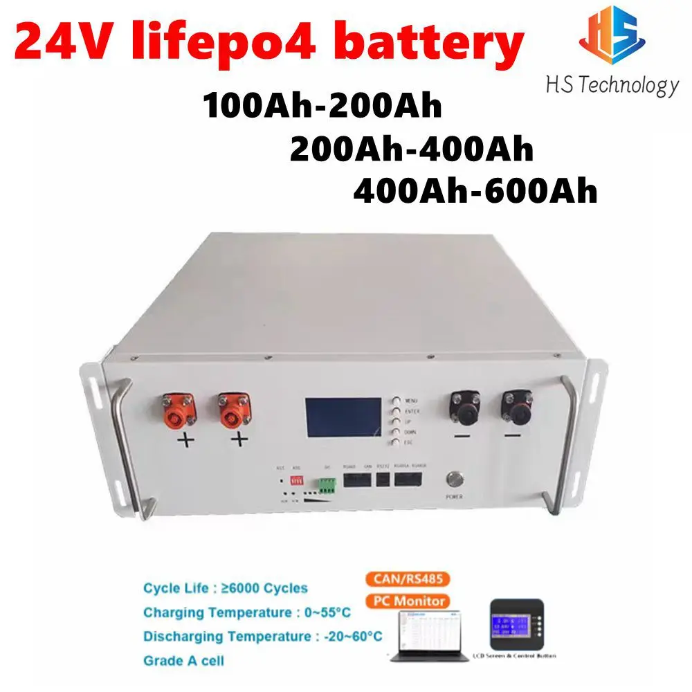 

HS 24v 100AH 150Ah 200Ah 300Ah 400AH 500AH lifepo4 Lithium batterry for Solar system