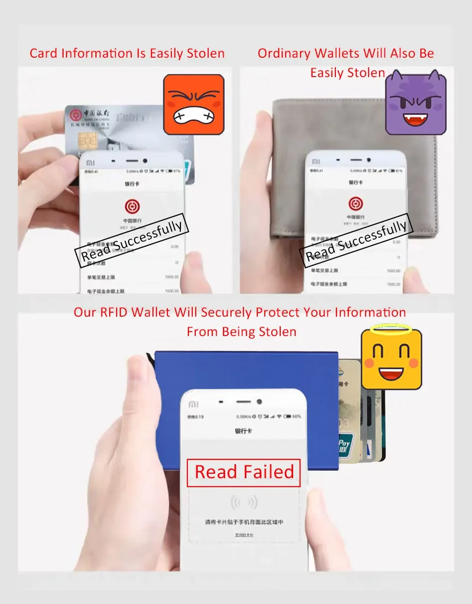 RFID Geschäfts-Kreditkartenhalter Metall Herren Damen Geldbörse Kleine Visitenkarten-Bankkartenhülle Dünnes Minimalistisches Portemonnaie für Männer – Detail 7