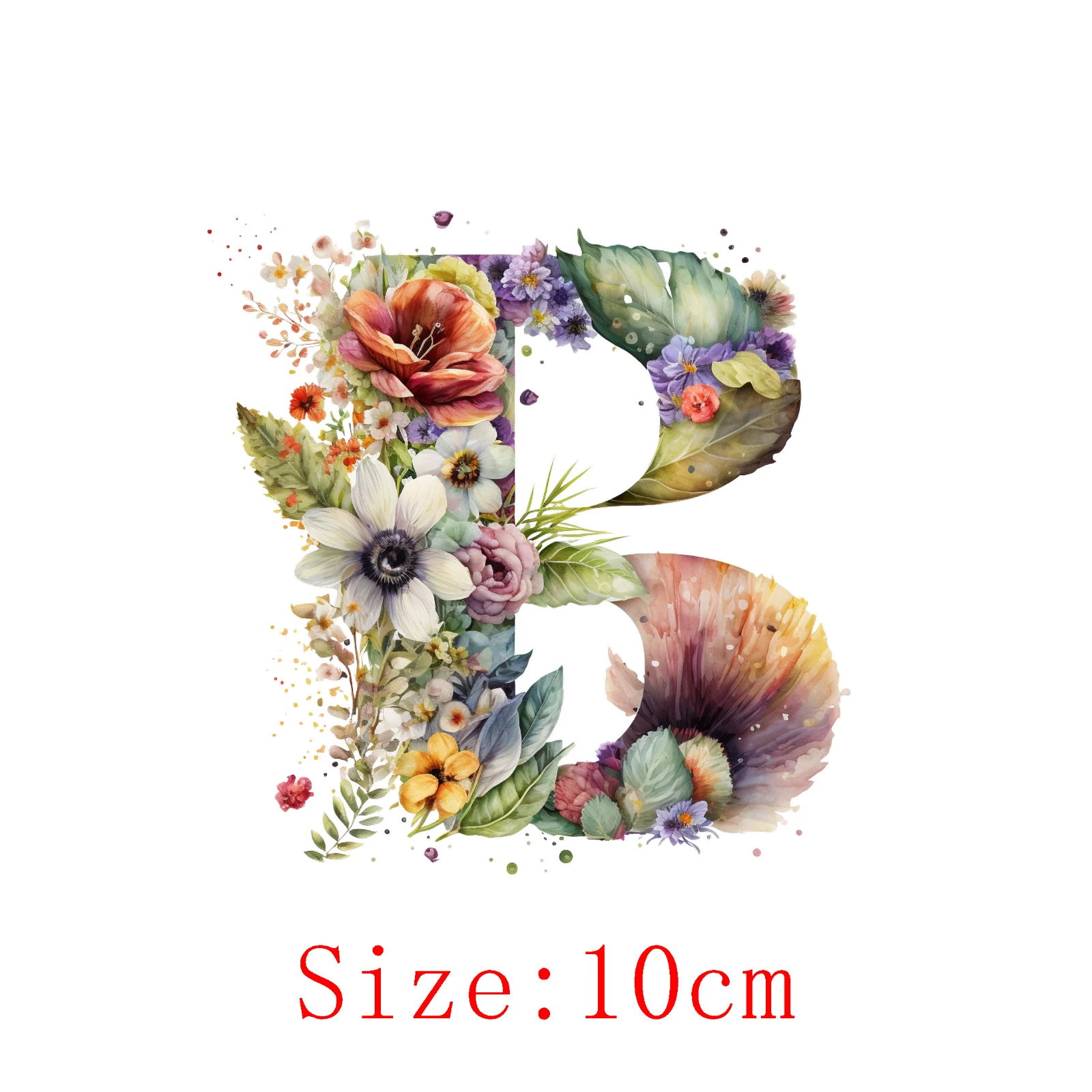 10cm Flower Letter A-Z 26 English Iron On Heat Transfer Stickers For Kids Ironing Transfers Decals For Clothing Diy Appliques