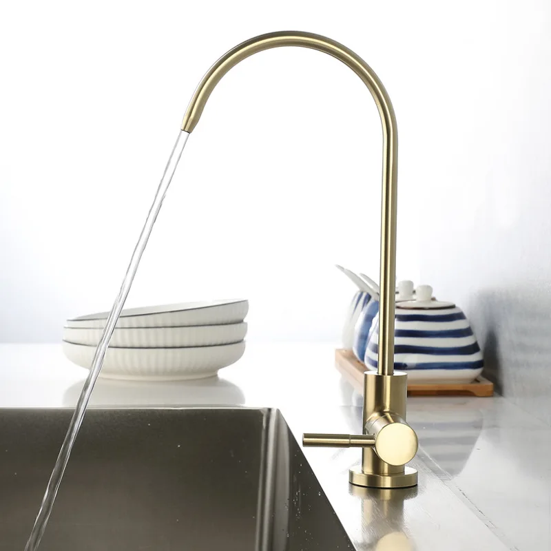 Kitchen direct drinking water purifier faucet 2 minutes 304 stainless steel net single cold fine spout water purifier faucet