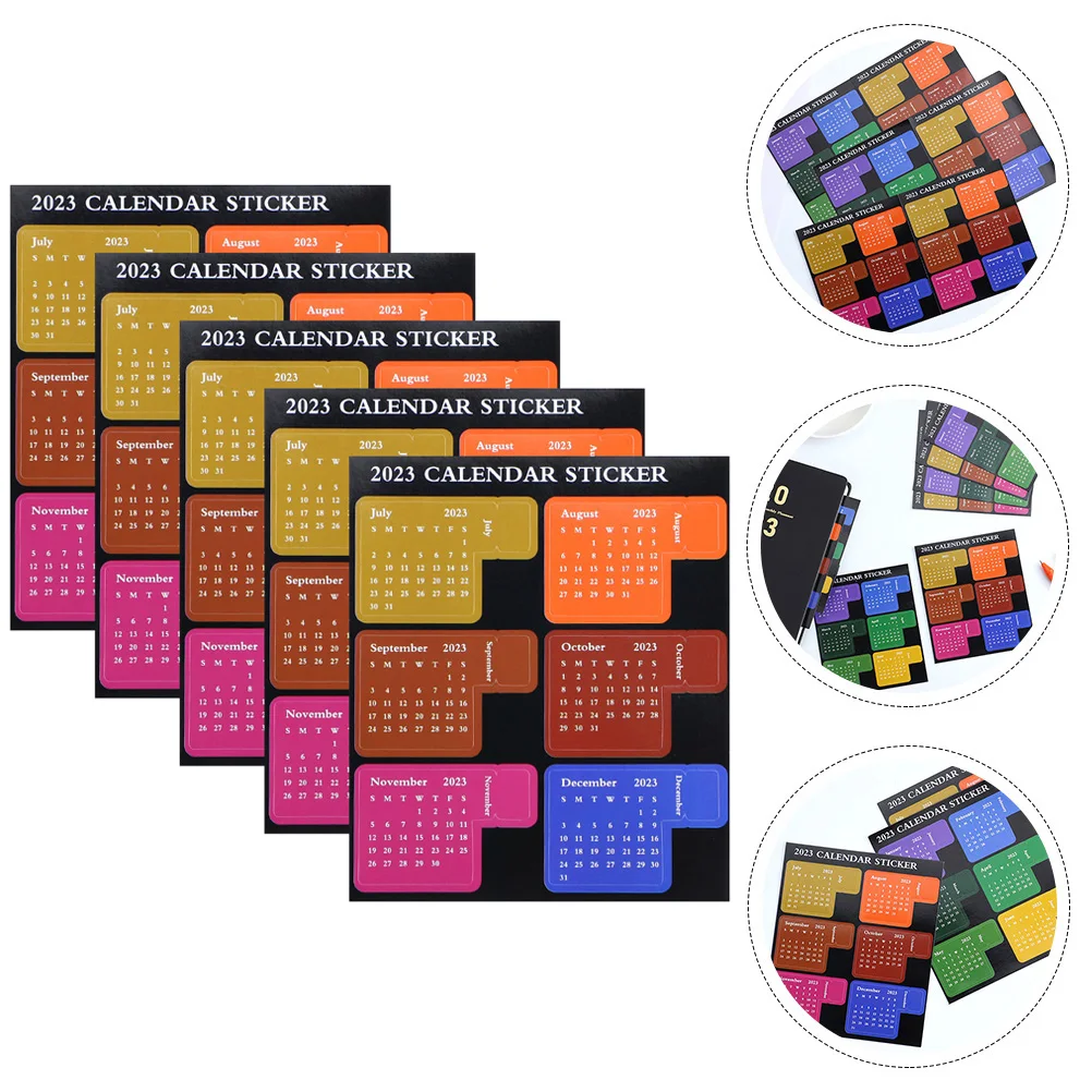 

5 Sheets Schedule Note Labeling Stickers Portable Calendar Planner Month Tabs Adhesive Monthly Paper Marking