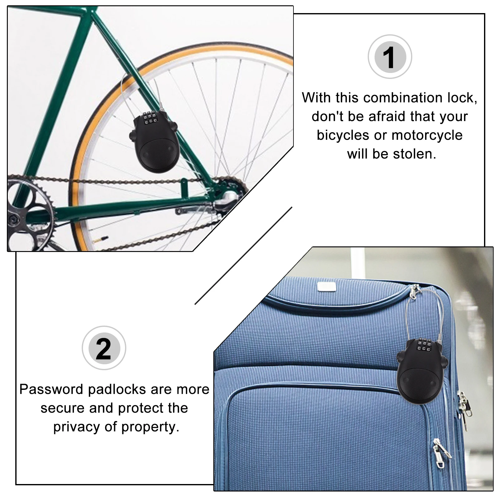 

High Security Waterproof Steel Cable Code For Bicycle Motorcycle Bike Anti-Theft Bicycles Practical Bike Lock Lock