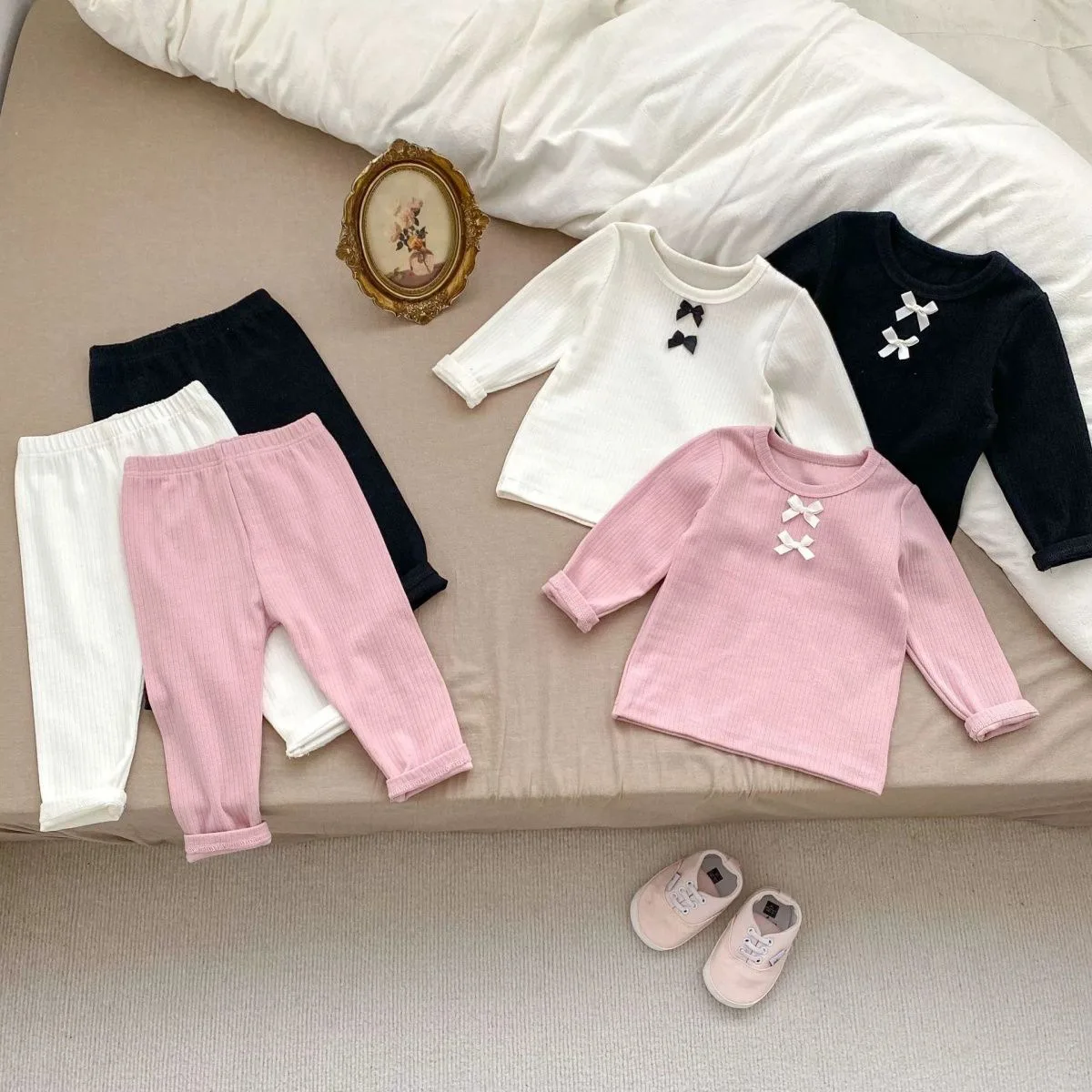 

2025 Korean Children's Clothes Autumn Winter Long Sleeve Top +Pants 2Pcs Set Girl Clothes Toddler Girls Loungewear Outfits