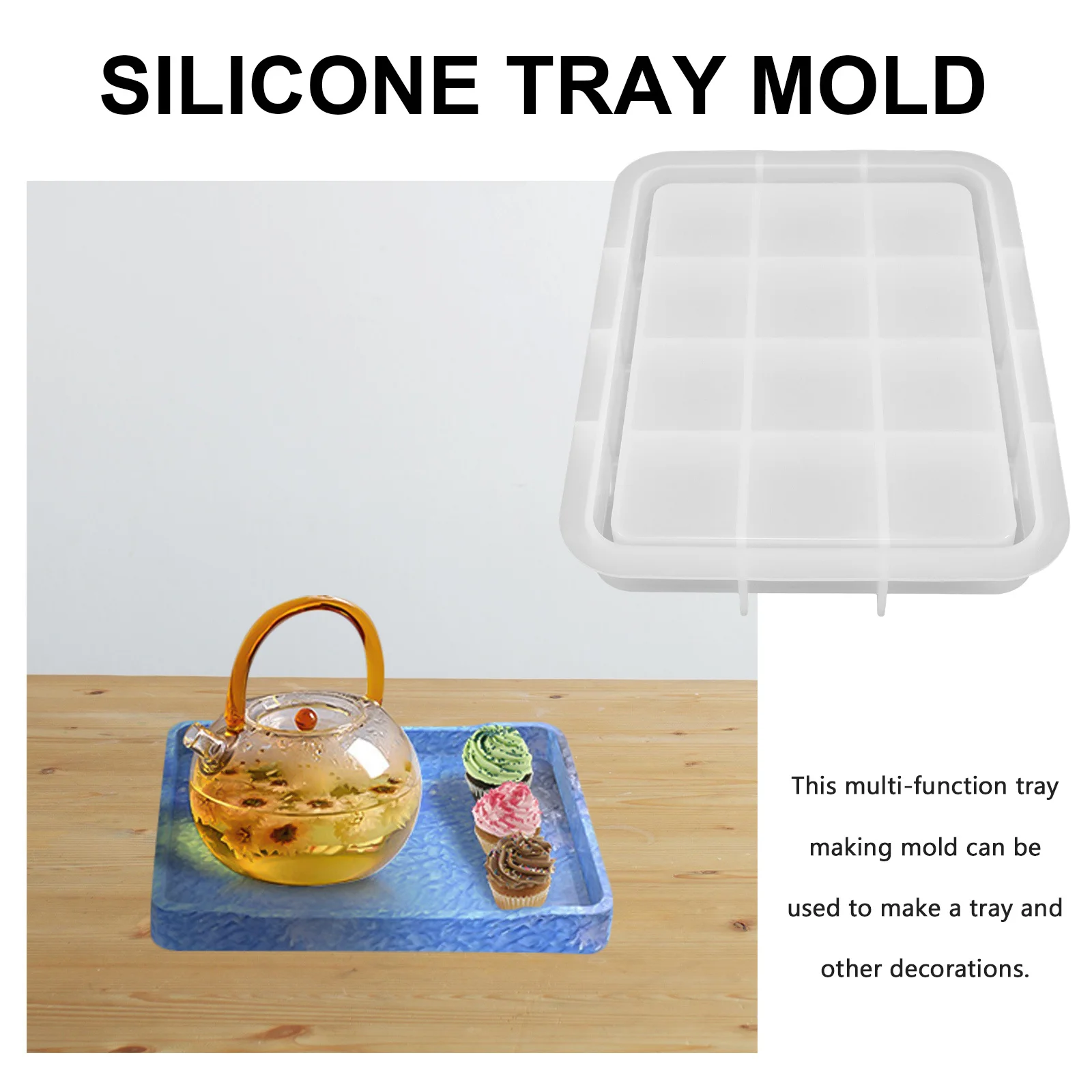 Lange rechthoekige siliconen lade mal Flexibele slijtvaste DIY multifunctionele epoxy gietbak mal voor ambachtelijke maken