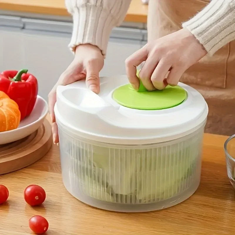 

2pcs Manual Salad Spinner and Vegetable Dryer Set - Multifunctional Kitchen Gadget for Fruits