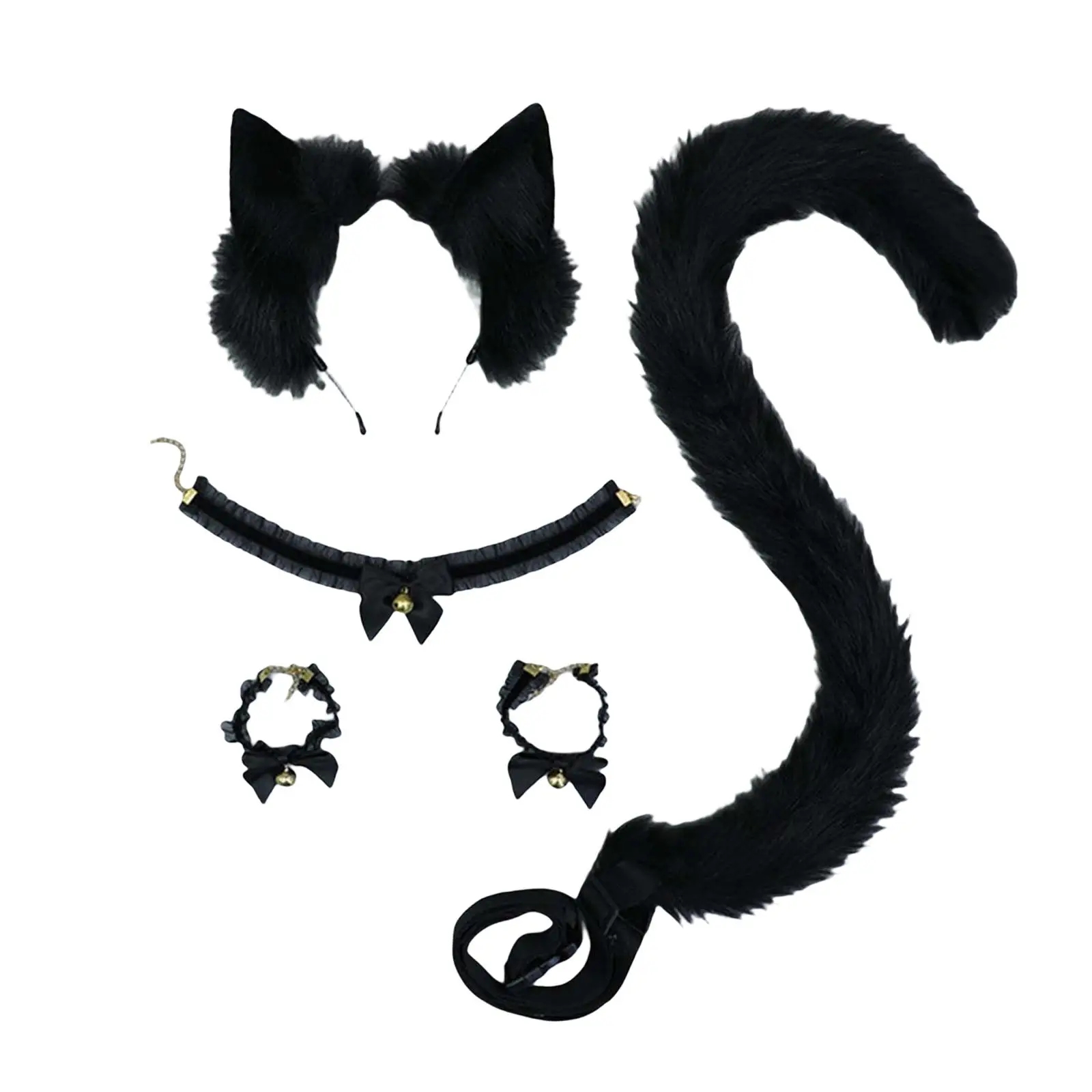 

Costume Set with Bell, Ears Headband Bracelets Choker Dress up