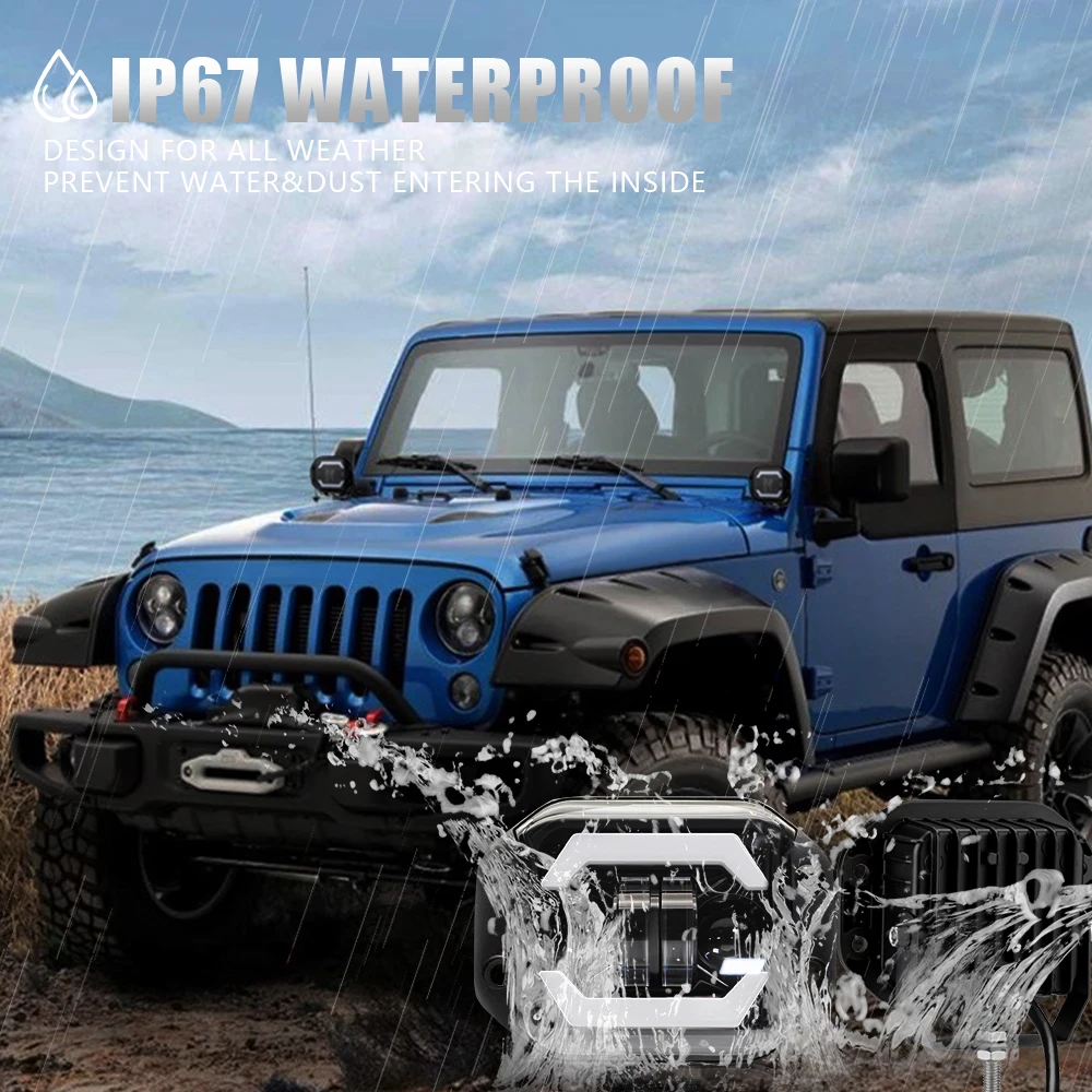 5 "بوصة الأضواء فلوش جبل LED ضوء العمل بار H4 قبالة الطريق 4X4 المصباح Atv Niva Lada JK TJ سيارة 12 فولت 24 فولت LED القيادة الضباب مصباح