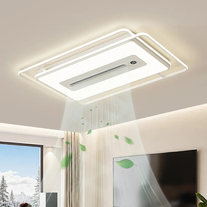 Modern Simple LED Ultra-thin Ceiling Fan Light Living Room Lighting Fixture Mute Fan Ceiling Lamps Rectangular Bedroom Light