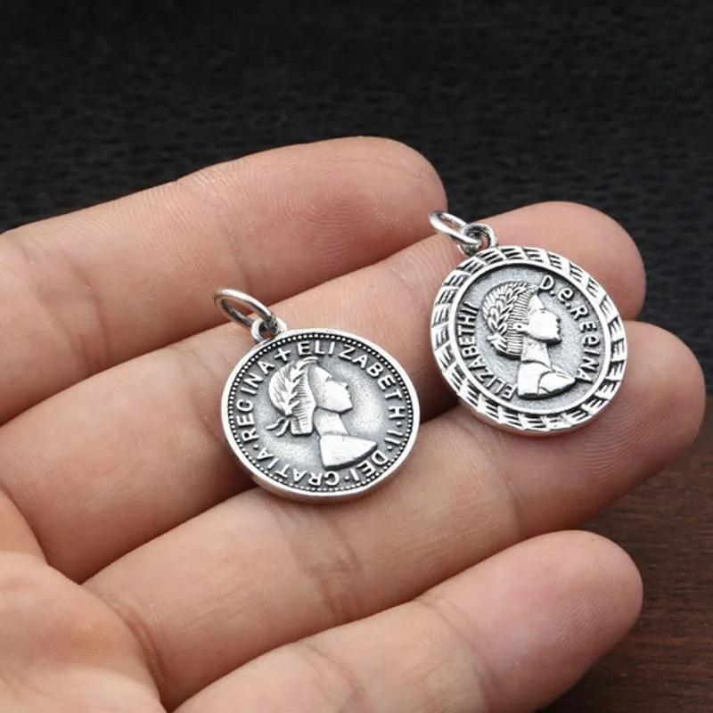 BOCAI NEW S925 Silver Jewelry Vintage Elizabethan Portrait Round Pendant for Men and Women image 5