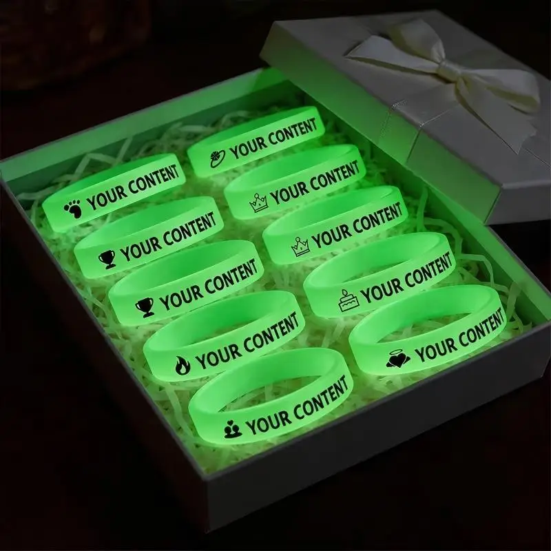 Custom Luminous Silicone Bracelets, 50PCS