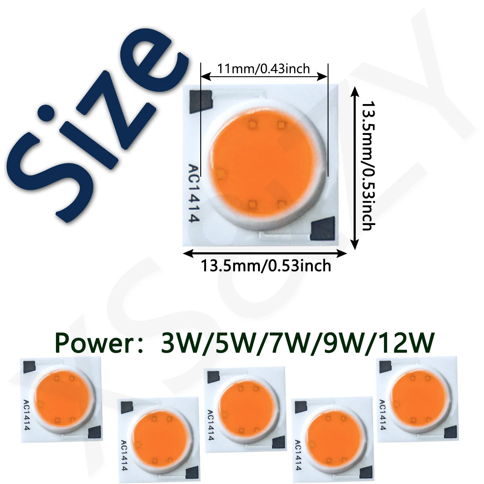 5pcs 3W 5W 7W 9W 12W LED Chips AC 220V Ceramics PCB  Full Spectrum Plant Light Light Beads Smart IC Chip For LED Plant Lighting