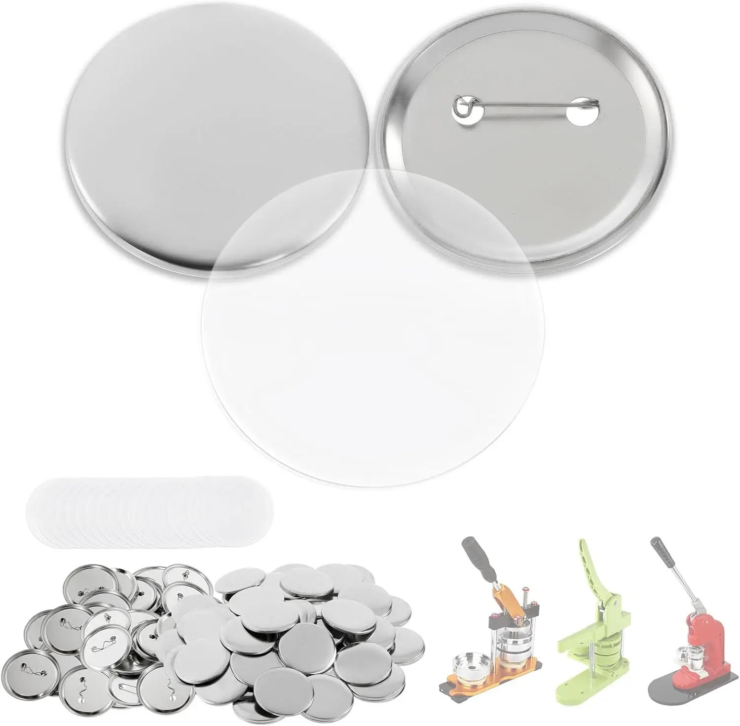 

200 Sets 32mm Metal Button Supplies for Button Maker Machine Round Pin Badge Making DIY Craft
