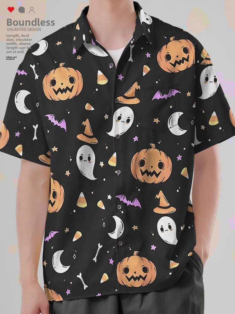 

Cute Ghost loween Pumpkin fiti Street Sle Large Size ort Sve irt ex Casual Faion Polyester Blend irt