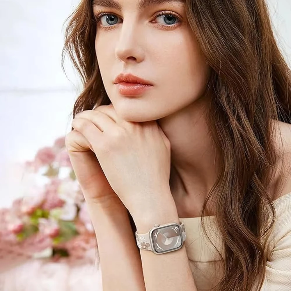 حزام منقوش لساعة أبل باند 11 10 42 ملم 46 ملم سيليكون كوريا سوار iWatch Series 10 9 8 7 SE 6 45/44/40 ملم Ultra2/3 #6