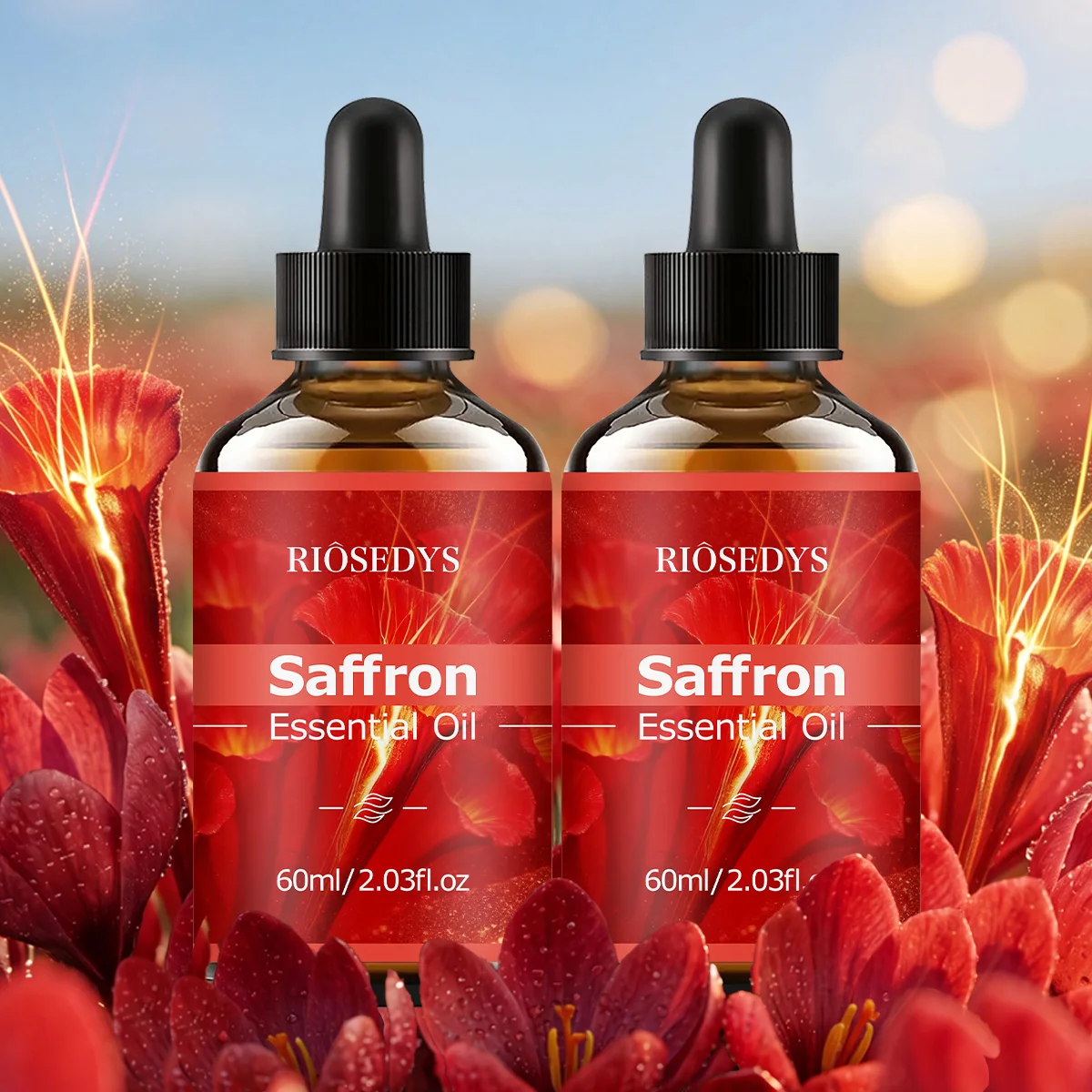 60ml Saffron Essential Oil Has Deep Nourishing Moisturizing Effects, Making It Suitable for Massage, Skin Care, and Hydration.