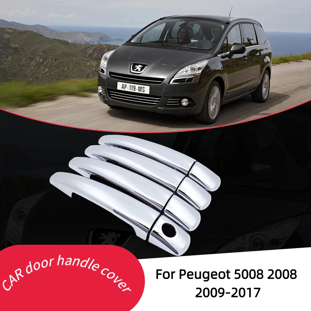 For Peugeot 5008 2008 2009 2010 2011 2012 2013 2014 2015 2016 Chrome Door Handle Cover Trim Car Set Styling Accessories